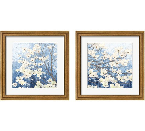 Dogwood Blossoms Indigo 2 Piece Framed Art Print Set by James Wiens