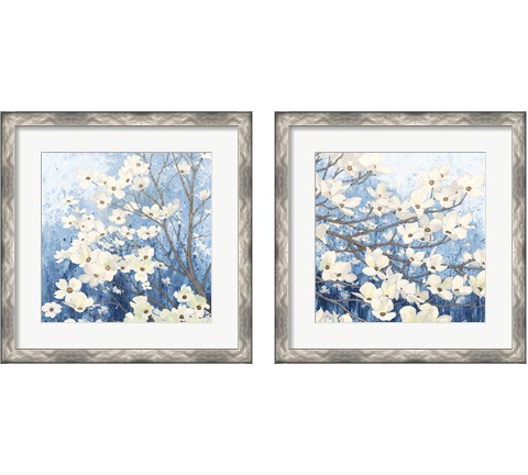 Dogwood Blossoms Indigo 2 Piece Framed Art Print Set by James Wiens