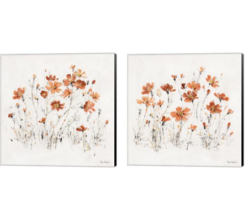 Wildflowers Orange 2 Piece Canvas Print Set by Lisa Audit