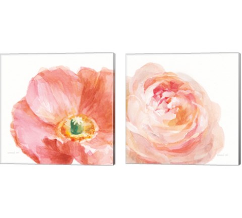 Garden Flowers on White Crop 2 Piece Canvas Print Set by Danhui Nai