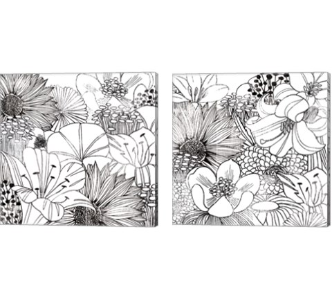 Contemporary Garden Black and White 2 Piece Canvas Print Set by Michael Mullan