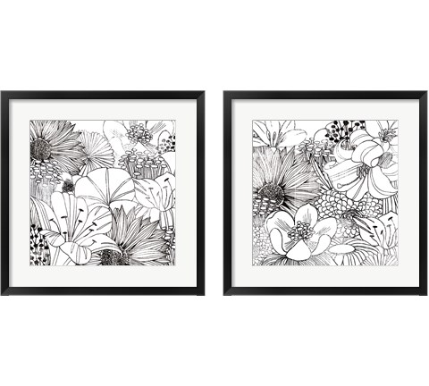 Contemporary Garden Black and White 2 Piece Framed Art Print Set by Michael Mullan