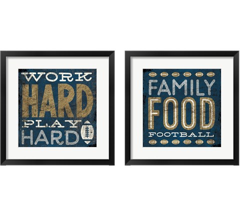 Football Blue 2 Piece Framed Art Print Set by Michael Mullan