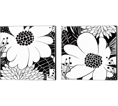 Feeling Groovy Black and White 2 Piece Canvas Print Set by Michael Mullan
