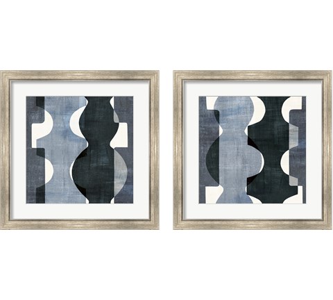 Geometric Deco BW 2 Piece Framed Art Print Set by Wild Apple Portfolio