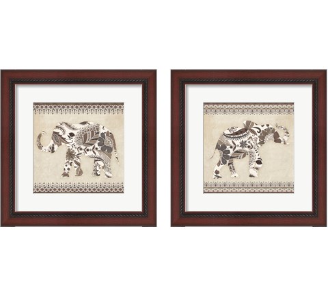 Boho Elephant Neutral 2 Piece Framed Art Print Set by Wild Apple Portfolio