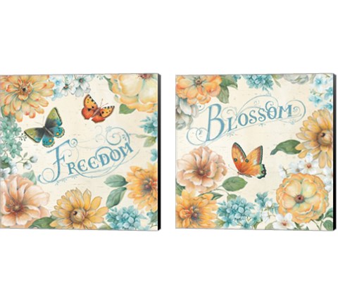 Butterfly Bloom 2 Piece Canvas Print Set by Daphne Brissonnet