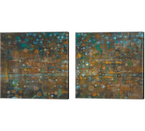 Blue and Bronze Dots 2 Piece Canvas Print Set by Danhui Nai