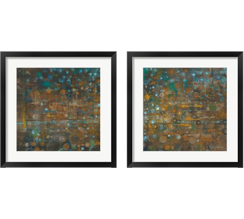 Blue and Bronze Dots 2 Piece Framed Art Print Set by Danhui Nai