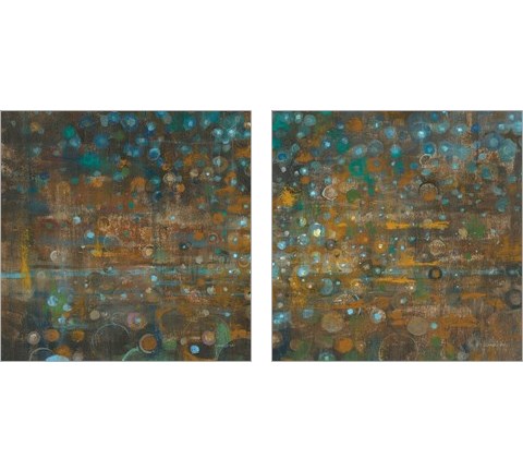Blue and Bronze Dots 2 Piece Art Print Set by Danhui Nai
