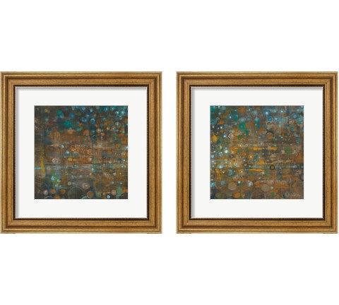 Blue and Bronze Dots 2 Piece Framed Art Print Set by Danhui Nai