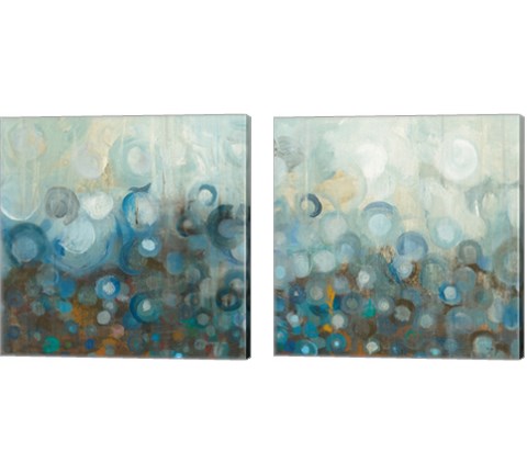 Blue and Bronze Dots 2 Piece Canvas Print Set by Danhui Nai