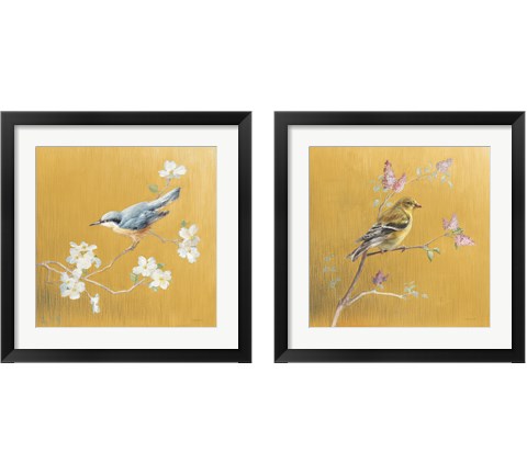 Bird on Gold 2 Piece Framed Art Print Set by Danhui Nai