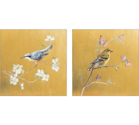 Bird on Gold 2 Piece Art Print Set by Danhui Nai