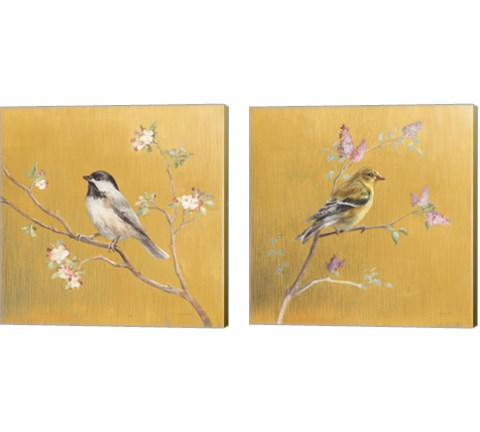 Bird on Gold 2 Piece Canvas Print Set by Danhui Nai