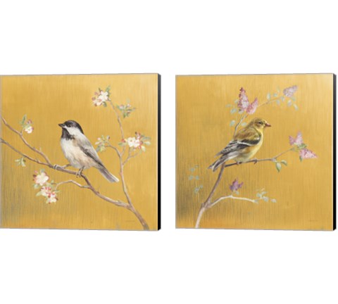 Bird on Gold 2 Piece Canvas Print Set by Danhui Nai