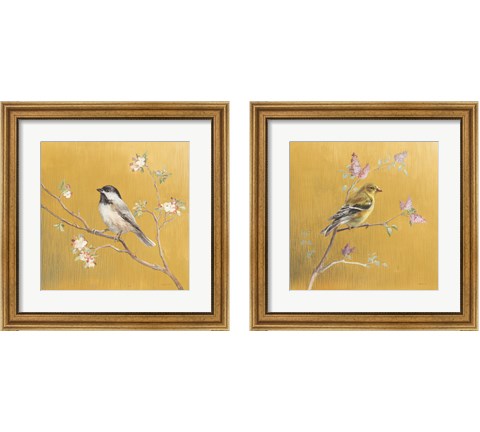 Bird on Gold 2 Piece Framed Art Print Set by Danhui Nai