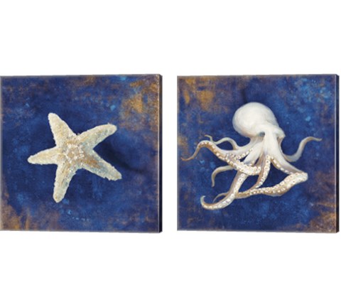 Treasures from the Sea Indigo 2 Piece Canvas Print Set by Danhui Nai