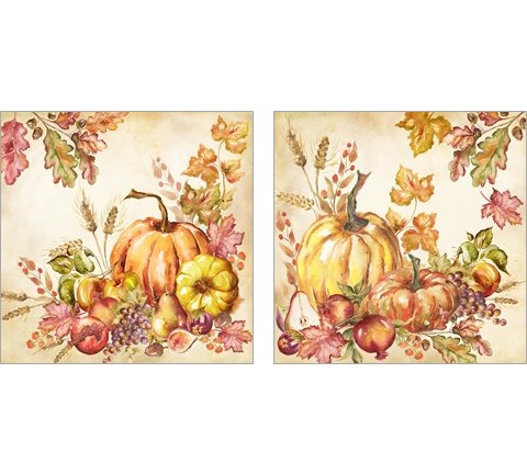 Watercolor Harvest Pumpkins 2 Piece Art Print Set by Tre Sorelle Studios
