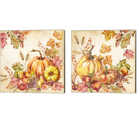 Watercolor Harvest Pumpkins 2 Piece Canvas Print Set by Tre Sorelle Studios