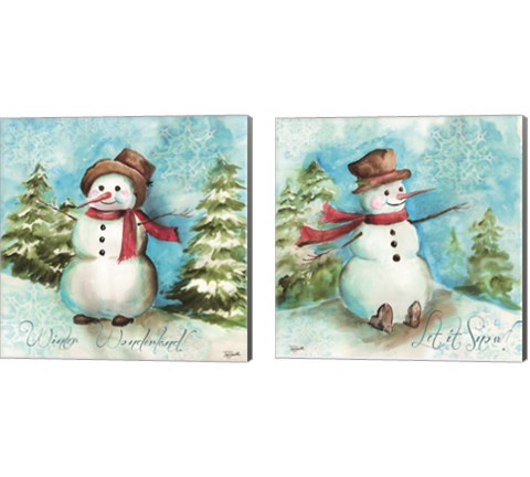Watercolor Snowmen 2 Piece Canvas Print Set by Tre Sorelle Studios