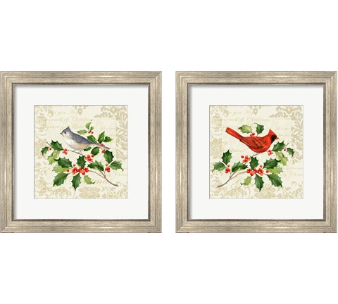 Botanical Christmas Cream 2 Piece Framed Art Print Set by Pamela Gladding