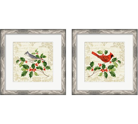Botanical Christmas Cream 2 Piece Framed Art Print Set by Pamela Gladding