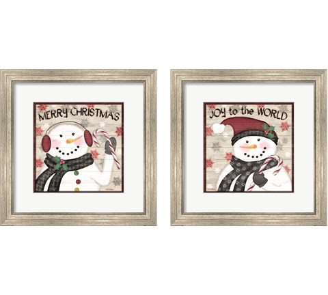 Rustic Snowmen 2 Piece Framed Art Print Set by Jen Killeen