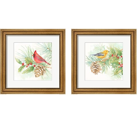 Winter Birds  2 Piece Framed Art Print Set by Cynthia Coulter