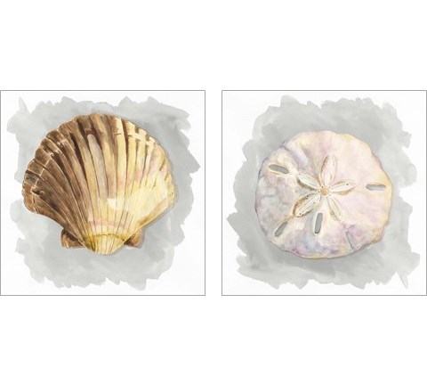 Shells on Grey 2 Piece Art Print Set by Tara Reed
