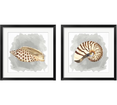 Shells on Grey 2 Piece Framed Art Print Set by Tara Reed