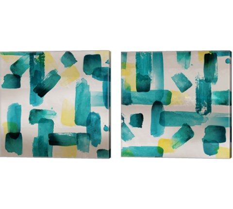 Aqua Abstract Square 2 Piece Canvas Print Set by Northern Lights