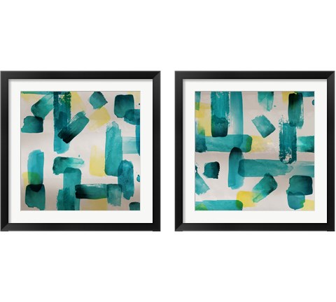 Aqua Abstract Square 2 Piece Framed Art Print Set by Northern Lights