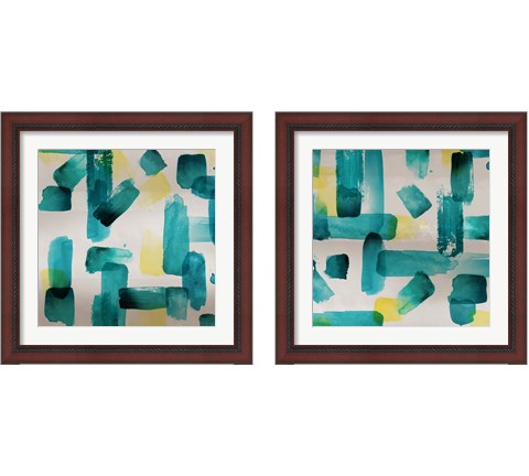 Aqua Abstract Square 2 Piece Framed Art Print Set by Northern Lights