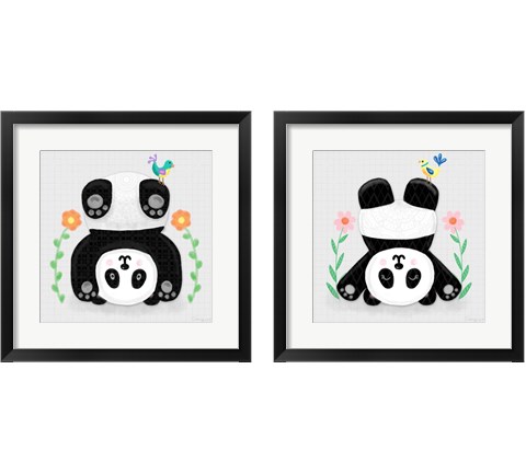 Tumbling Pandas 2 Piece Framed Art Print Set by Noonday Design