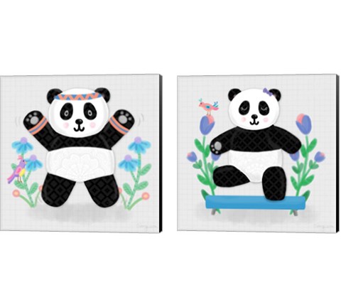 Tumbling Pandas 2 Piece Canvas Print Set by Noonday Design
