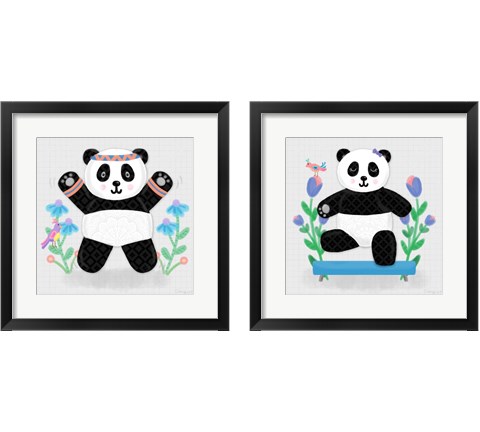 Tumbling Pandas 2 Piece Framed Art Print Set by Noonday Design