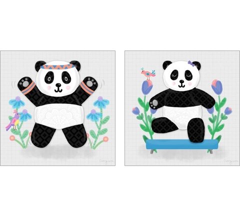 Tumbling Pandas 2 Piece Art Print Set by Noonday Design
