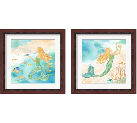 Sea Splash Mermaid 2 Piece Framed Art Print Set by Cynthia Coulter
