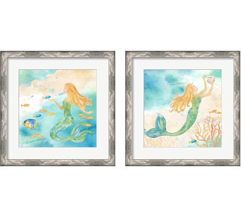 Sea Splash Mermaid 2 Piece Framed Art Print Set by Cynthia Coulter