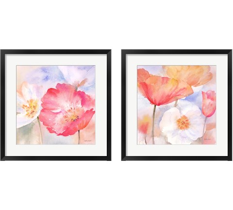 Watercolor Poppy Meadow Pastel 2 Piece Framed Art Print Set by Cynthia Coulter