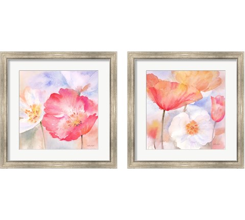 Watercolor Poppy Meadow Pastel 2 Piece Framed Art Print Set by Cynthia Coulter