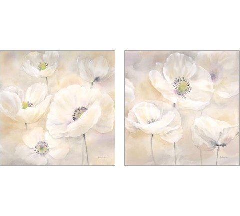 White Poppies 2 Piece Art Print Set by Cynthia Coulter