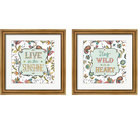 Peace and Paisley on White 2 Piece Framed Art Print Set by Anne Tavoletti