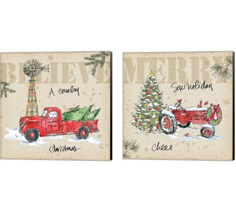 Country Christmas 2 Piece Canvas Print Set by Anne Tavoletti