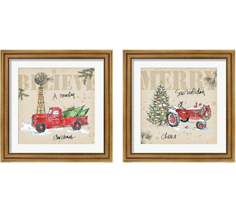 Country Christmas 2 Piece Framed Art Print Set by Anne Tavoletti