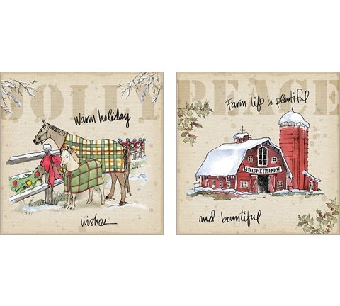 Country Christmas 2 Piece Art Print Set by Anne Tavoletti