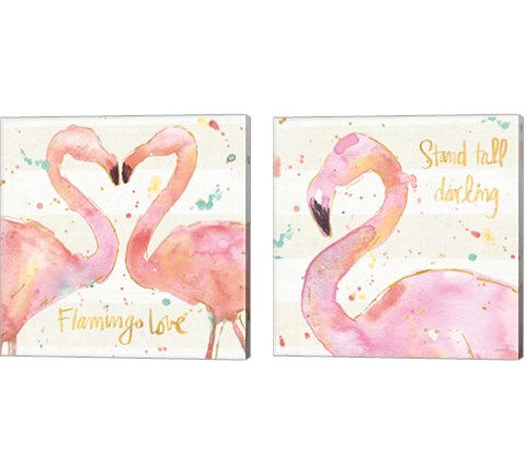 Flamingo Fever 2 Piece Canvas Print Set by Anne Tavoletti