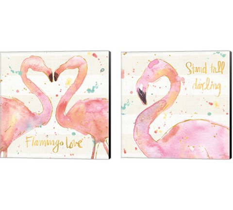 Flamingo Fever 2 Piece Canvas Print Set by Anne Tavoletti