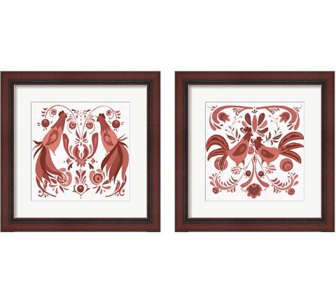 Americana Roosters Red 2 Piece Framed Art Print Set by Wild Apple Portfolio